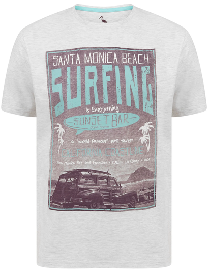 T-Shirts Sunset Bar Motif Cotton Jersey T-Shirt in Ice Grey Marl - South Shore / S - Tokyo Laundry