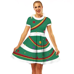 Santa Claus Elf Dress Fancy Christmas Dress Women's Dailywear Christmas Christmas Carnival Masquerade Christmas Eve Adults Party Christmas Polyester Dress Lightinthebox