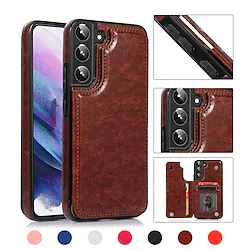 Phone Case For Samsung Galaxy Back Cover S22 Ultra Plus S21 FE S20 A72 A52 A42 Note 10 Note 10 Plus A21s Galaxy A22 5G Galaxy A22 4G Galaxy Note9 Wallet Card Holder Shockproof Solid Colored TPU PU Lightinthebox