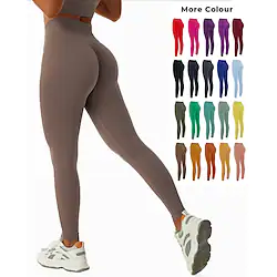 Women's Leggings Scrunch Butt Bootcut Butt Lift 4 Way Stretch Quick Dry Yoga Fitness Pilates Tights Light Purple Light Blue Deep Purple Spandex Winter Sports Activewear Stretchy Lightinthebox