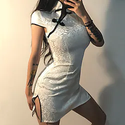 Adults' Women's Gothic Chinese Traditional Dress Cheongsam For Party Poly / Cotton Jacquard Masquerade Cheongsam Lightinthebox