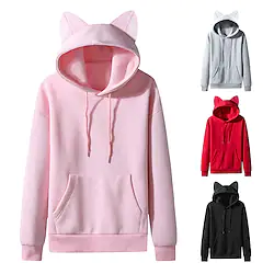 Inspired by Rabbit Hoodie Back To School Cat Ear Harajuku Kawaii Hoodie For Women's Adults' Hot Stamping Polyster Lightinthebox
