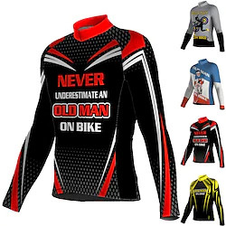 21Grams Men's Cycling Jersey Long Sleeve Bike Jersey Top with 3 Rear Pockets Mountain Bike MTB Road Bike Cycling Breathable Quick Dry Moisture Wicking Reflective Strips Yellow Red Blue Graphic Spandex Lightinthebox