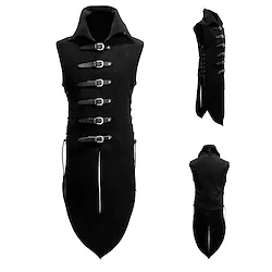 Warrior Plague Doctor Vintage Gothic Punk Gothic Vintage Inspired Medieval Steampunk 17th Century Spring Fall Winter Masquerade Vest Tuxedo Men's Adults' Buckle Slim Fit Costume Vintage Cosplay Lightinthebox