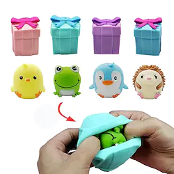 Fidget Toys Flip Gift Box Cute Pet Pinch Animal Silicone Toy Expression Emotional Silicone Decompression To Adult Kid Toy 5pcs Lightinthebox