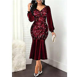 The Great Gatsby Roaring 20s 1920s Vintage Dress Cocktail Flapper Dress Masquerade Women's Sequins Costume Vintage Cosplay Party / Evening Plus Size Dress Masquerade Lightinthebox