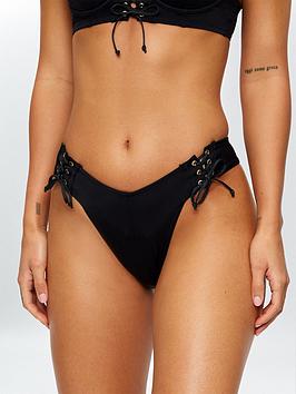 Ann Summers Swim Catalina Brazilian Bikini Bottom - Black, Black, Size 14, Women