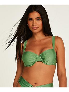 Hunkemoller Mauritius Shine Underwired Bikini Top - Green, Green, Size 38E, Women