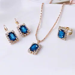 Hoop Earrings 3pcs Rhinestone Alloy Rings 1 Necklace Earrings Women's Simple Luxury Elegant Geometrical Geometric Jewelry Set For Party Street Daily / Engagement Lightinthebox