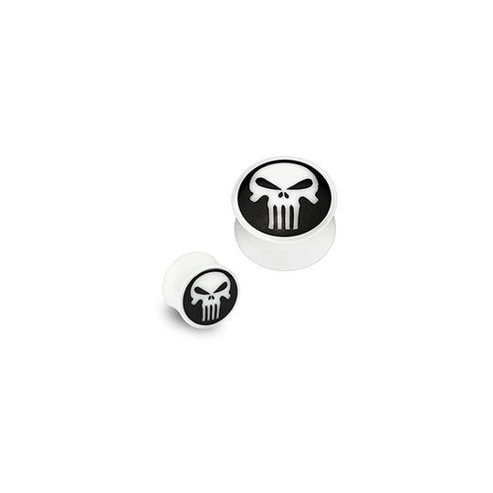(14MM) Natural Organic Water Buffalo Bone Black and White Punish Skull Solid Ear Tunnel Saddle Plug Piercing Finest Quality Materials