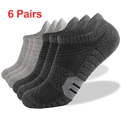6 Pairs Men's Women's Hiking Socks Ski Socks Sports Socks Winter Outdoor Windproof Warm Breathable Quick Dry Socks Cotton Dark gray light gray Black Light Gray for Hunting Ski / Snowboard Fishing Lightinthebox