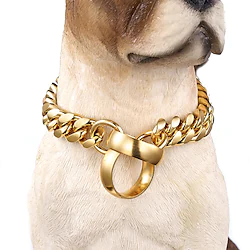 14mm New Stainless Steel Training P Chain Dog Chain 18K Gold Polished Cuban Chain Pet Dog Collar Necklace Lightinthebox