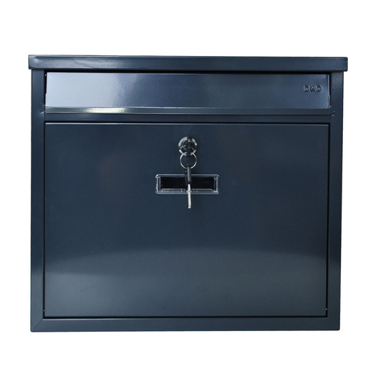 (Grey) DWD Wall Mounted Steel Post Box with Front Slot