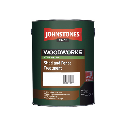 5L JOHNSTONE'S WOODWORKS SHED & FENCE QUICK DRY WOODSTAIN DARK CHESTNUT