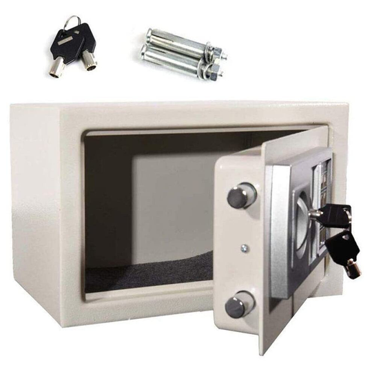 (8.5L Personal Household Safe Box with 2 Keys White) Digital Steel Safety Box Electronic Coffer Deposit Box