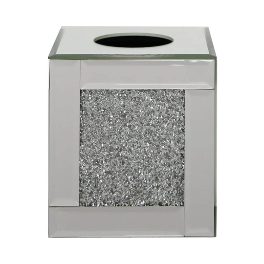 Home Inspirations Crushed Crystal and Mirror Cube Tissue Box