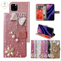 Phone Case For Apple Wallet Card iPhone 14 Pro Max Plus 13 12 11 Mini X XR XS 8 7 Wallet Rhinestone Full Body Protective Glitter Shine Crystal Diamond TPU PU Leather Lightinthebox