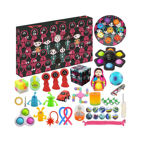 (Boxed 3) Squid Game Christmas Advent Countdown Calendar Decompression Toy Set