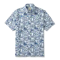 Men's Shirt Color Block Graphic Prints Surf Turndown Blue 3D Print Casual Going out Short Sleeves Button-Down Print Clothing Apparel Tropical Designer Casual Hawaiian Lightinthebox