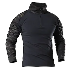 Men's Combat Shirt Tactical Military Shirt Long Sleeve Top Outdoor Breathable Quick Dry Lightweight Multi Pockets Summer Polyester CP camouflage Dark night camouflage Police black python pattern Lightinthebox