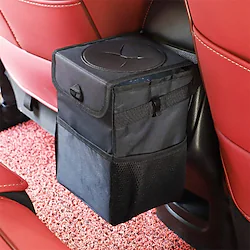 Car Trash Can with Lid - Car Trash Bag Hanging with Storage Pockets Collapsible and Portable Car Garbage Bin Lightinthebox