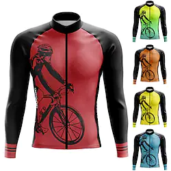 21Grams Men's Cycling Jersey Long Sleeve Bike Jersey Top with 3 Rear Pockets Mountain Bike MTB Road Bike Cycling Breathable Quick Dry Moisture Wicking Reflective Strips Forest Green Viva Magenta Black Lightinthebox