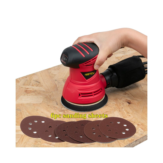Round Random Orbital Sander 240W 125mm Dust Box&Sanding Machine 6Sheet