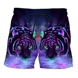 Men's Swim Shorts Swim Trunks Shorts Board Shorts Beach Shorts Drawstring Elastic Waist Elastic Drawstring Design Graphic Animal Tiger Breathable Quick Dry Short Casual Daily Holiday Streetwear Lightinthebox