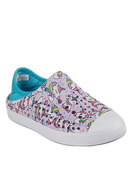 Skechers Girls Guzman Steps Moulded Unicorn Print Slip On With Collapsible Back, Purple, Size 4 Older