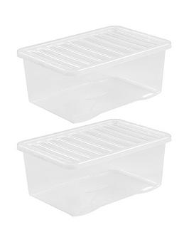 Wham Set Of 2 Clear Plastic Crystal Storage Boxes &Ndash; 45 Litres Each