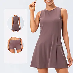Women's Tennis Dress Breathable With Pockets Quick Dry Sleeveless Dress With Inner Shorts Solid Color Spring Summer Tennis Golf Running / Spandex / Nylon / Stretchy / Moisture Wicking / Lightweight Lightinthebox
