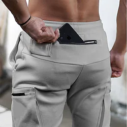 Men's Joggers Cargo Pants Drawstring Towel Loop Bottoms Athletic Winter Cotton Breathable Quick Dry Moisture Wicking Fitness Gym Workout Running Sportswear Activewear Solid Colored Dark Grey Black Lightinthebox