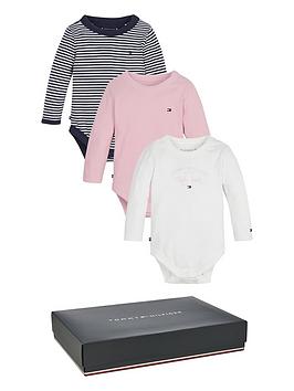 Tommy Hilfiger Baby 3 Pack Gift Boxed Bodies - Pink, Pink, Size 0-3 Months