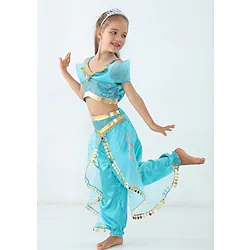 Princess Jasmine Costume Girls' Fairytale Theme Performance Cosplay Costumes Theme Party Sequins Polyester / Top / Pants Lightinthebox