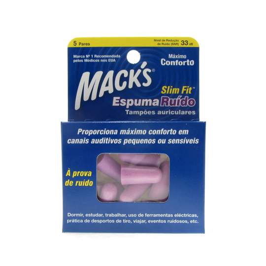Macks Earplugs Foam Noise Reduction Slim Fit 5 Pairs