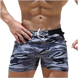 Men's Swimwear Swim Shorts Swim Trunks Board Shorts Beach Shorts Patchwork Elastic Waist Camouflage Quick Dry Short Daily Gym Bathing Chic Sporty Blue Light gray Micro-elastic Lightinthebox