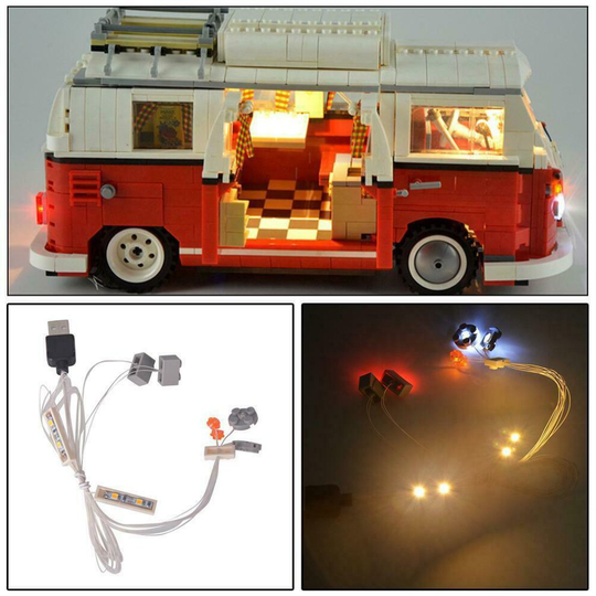 Volkswagen T1 Camper Van Led Lighting Kit- Compatible with Lego 10220 Building Blocks Model- Not Include The Building Blocks Model)