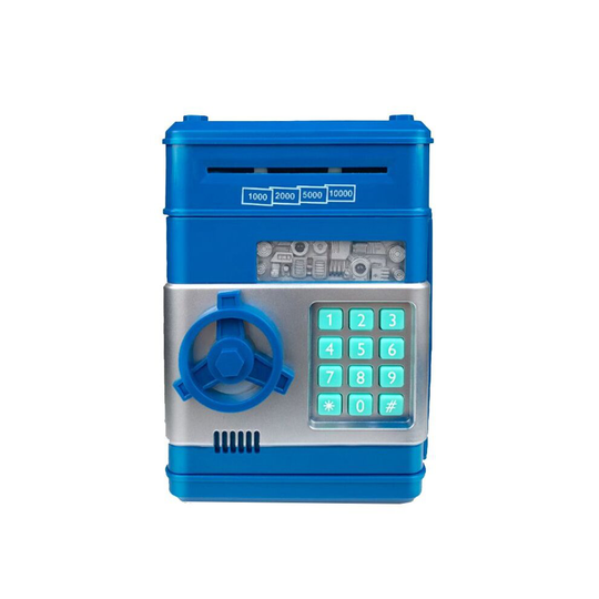 (Light Blue) Electronic Piggy Bank Password Coin Saving Box Kids
