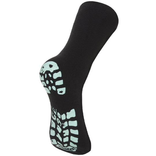 (Black) Mens Thermal Slipper Socks Non Slip Grip 6-11
