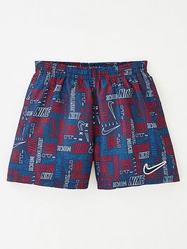 Boys, Nike Logo Mash-up Breaker 4" Volley Swim Short - Navy, Navy, Size M=9-11 Years
