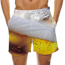 Men's Swim Shorts Swim Trunks Board Shorts Beach Shorts Drawstring Elastic Waist Print Quick Dry Yellow Lightinthebox