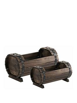Outsunny 2Pcs Wooden Flower Plant Pot Outdoor &Amp; Indoor Plant Box With Solid Wood