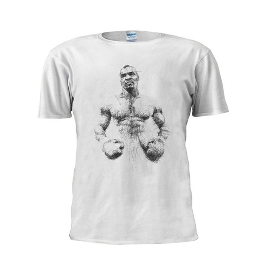 (Large, White) Mike Tyson Boxing T Shirt Gym Training Muscle Running MMA Trendy Tee Unisex Men T Shirt