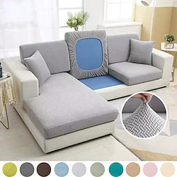 Jacquard Sofa Cushion Cover for Living Room Pets Kids Furniture Protector Polar Fleece Stretch Washable Removable Couch Covers Solid Color Sofa Cover Lightinthebox