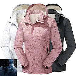 Women's Ski Jacket Waterproof Hiking Jacket Hiking Fleece Jacket Fleece Winter Outdoor Thermal Warm Waterproof Windproof Fleece Lining Outerwear Trench Coat Top Hunting Ski / Snowboard Fishing Black Lightinthebox