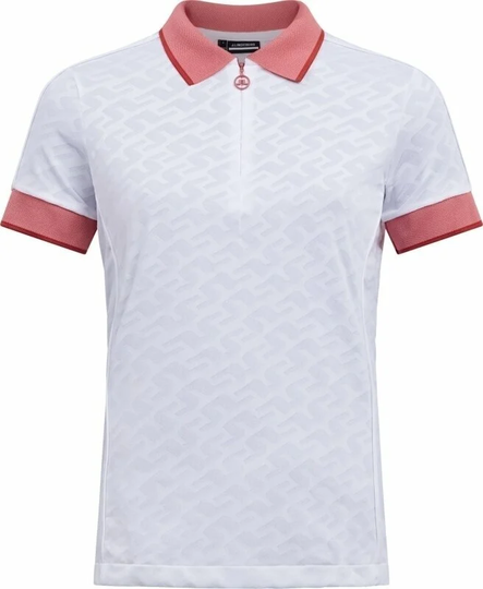 J.Lindeberg Galiah Golf Polo White Jacquard Bridge Monogram L
