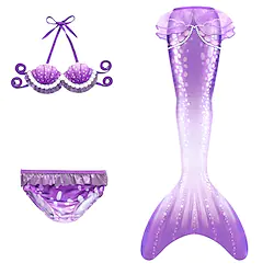 Kids Girls' Mermaid Swimwear Bikini 3pcs Swimsuit The Little Mermaid Swimwear Multi Color Sleeveless Blue Purple Fuchsia Active Cute Bathing Suits 2-9 Years Lightinthebox