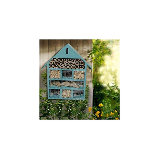 WOODEN LARGE BLUE INSECT BUGS GARDEN HANGING HOTEL HOME BEES LADYBIRD NEST BOX HOUSE