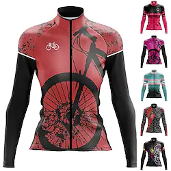 21Grams Women's Cycling Jersey Long Sleeve Bike Jersey Top with 3 Rear Pockets Mountain Bike MTB Road Bike Cycling Breathable Quick Dry Moisture Wicking Reflective Strips Viva Magenta Black Red Lightinthebox