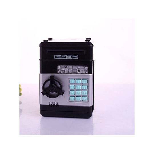 (Black) Piggy Bank Safe Money Box Bank Electronic Password Lock ATM Cash Coin Kids Gift Christmas Gift